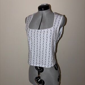 H&M White Floral Tank Top